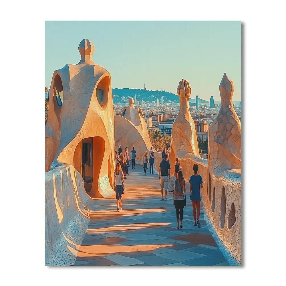 Casa Mila Rooftops Barcelona Spain Painting by numbers kit