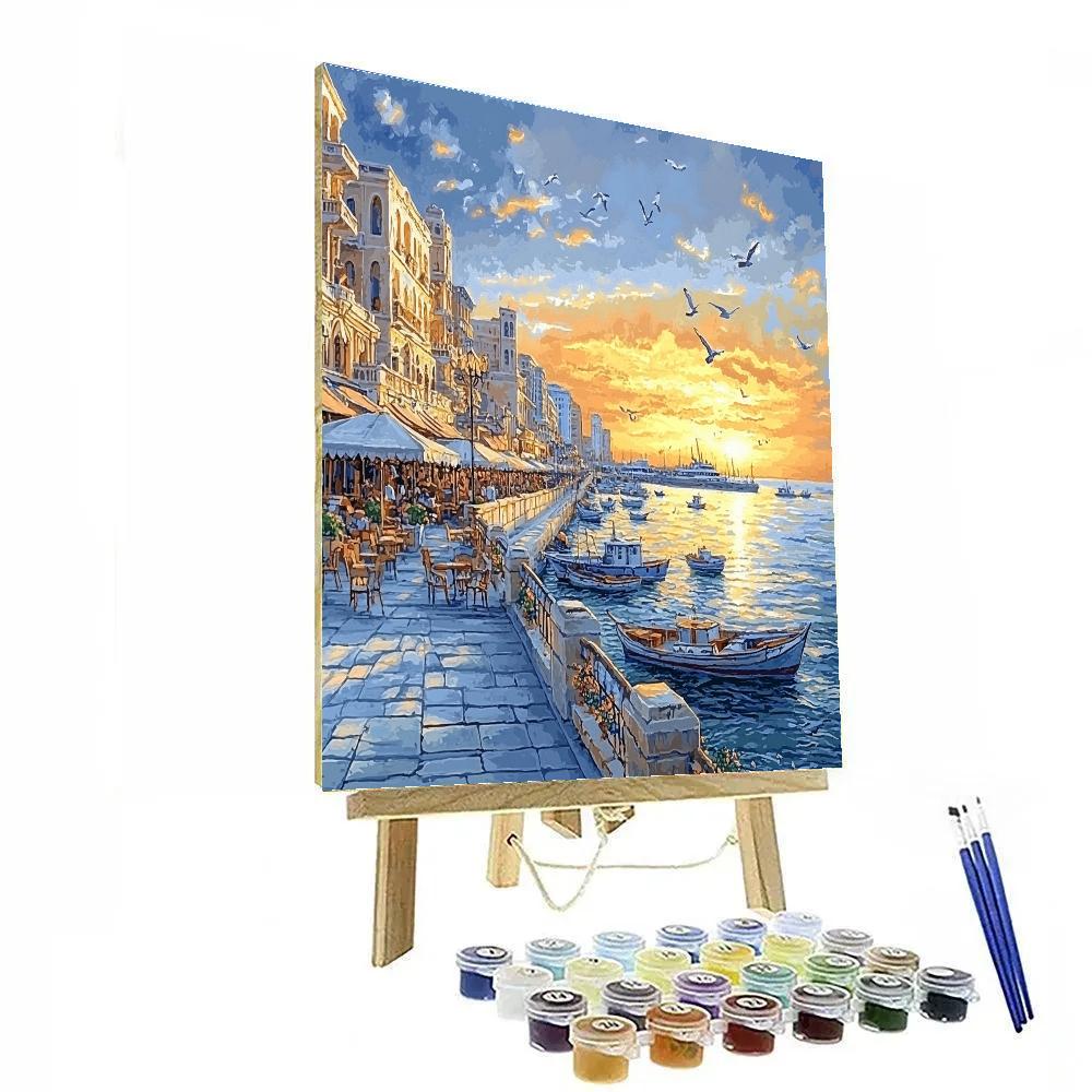 Alexandria Corniche Mediterranean Promenade Egypt Paint by numbers art