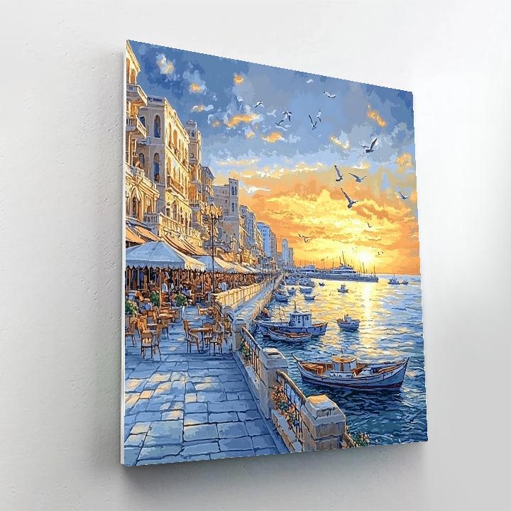 Alexandria Corniche Mediterranean Promenade Egypt Paint by numbers art