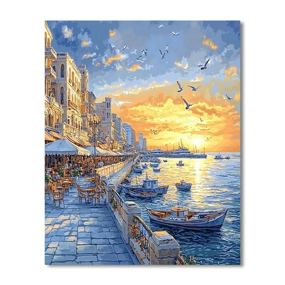 Alexandria Corniche Mediterranean Promenade Egypt Paint by numbers art