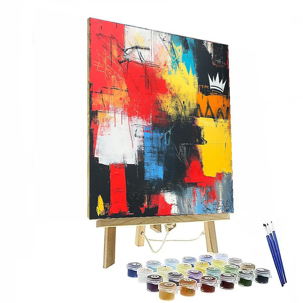 Jean-Michel Basquiat Inspired Urban Chaos Symphony paint by color