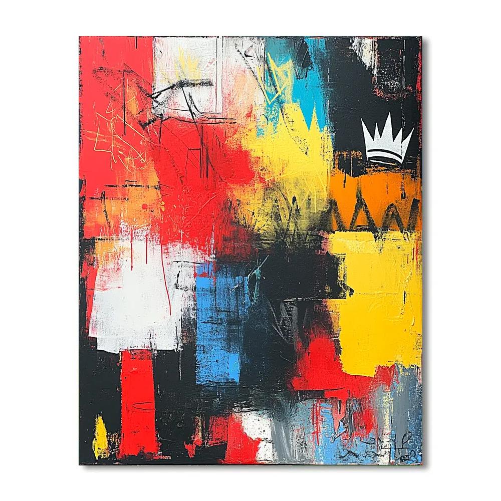 Jean-Michel Basquiat Inspired Urban Chaos Symphony paint by color