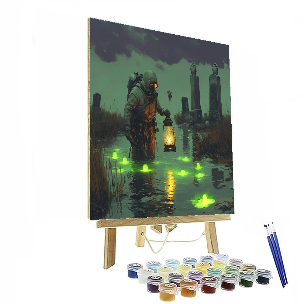 Halloween Lantern Diver In The Marsh Of Echoes Number painting