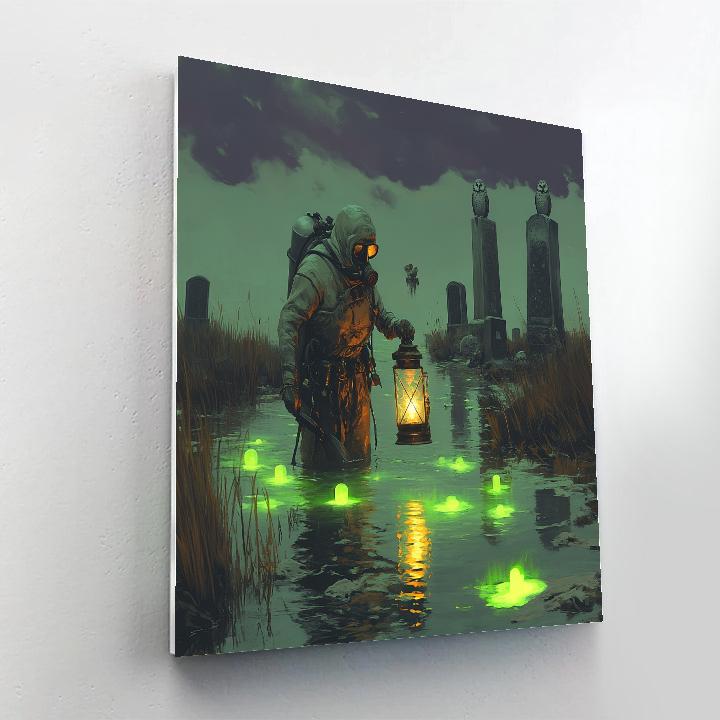 Halloween Lantern Diver In The Marsh Of Echoes Number painting