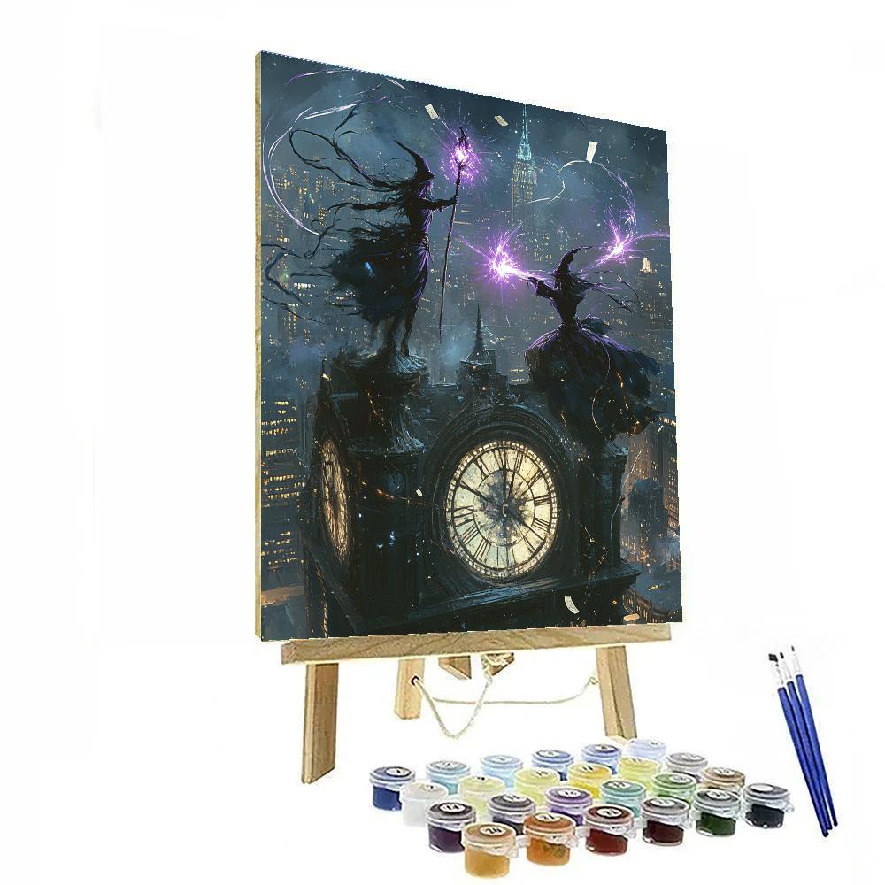 Halloween Clocktower Witch Duel At Dusk DIY paint by numbers