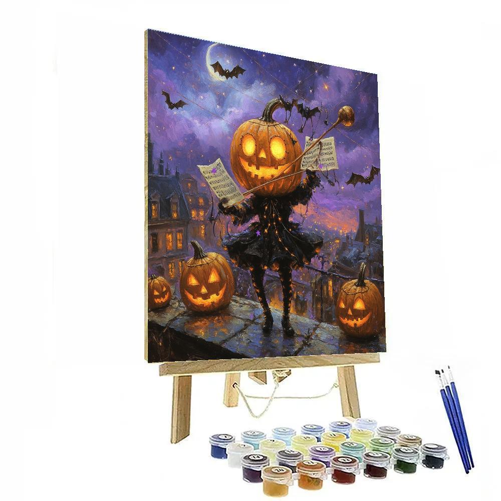 Spooky Marionette Pumpkin Conductor painting number kit
