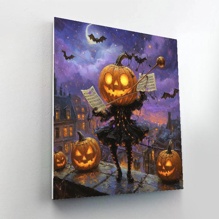 Spooky Marionette Pumpkin Conductor painting number kit