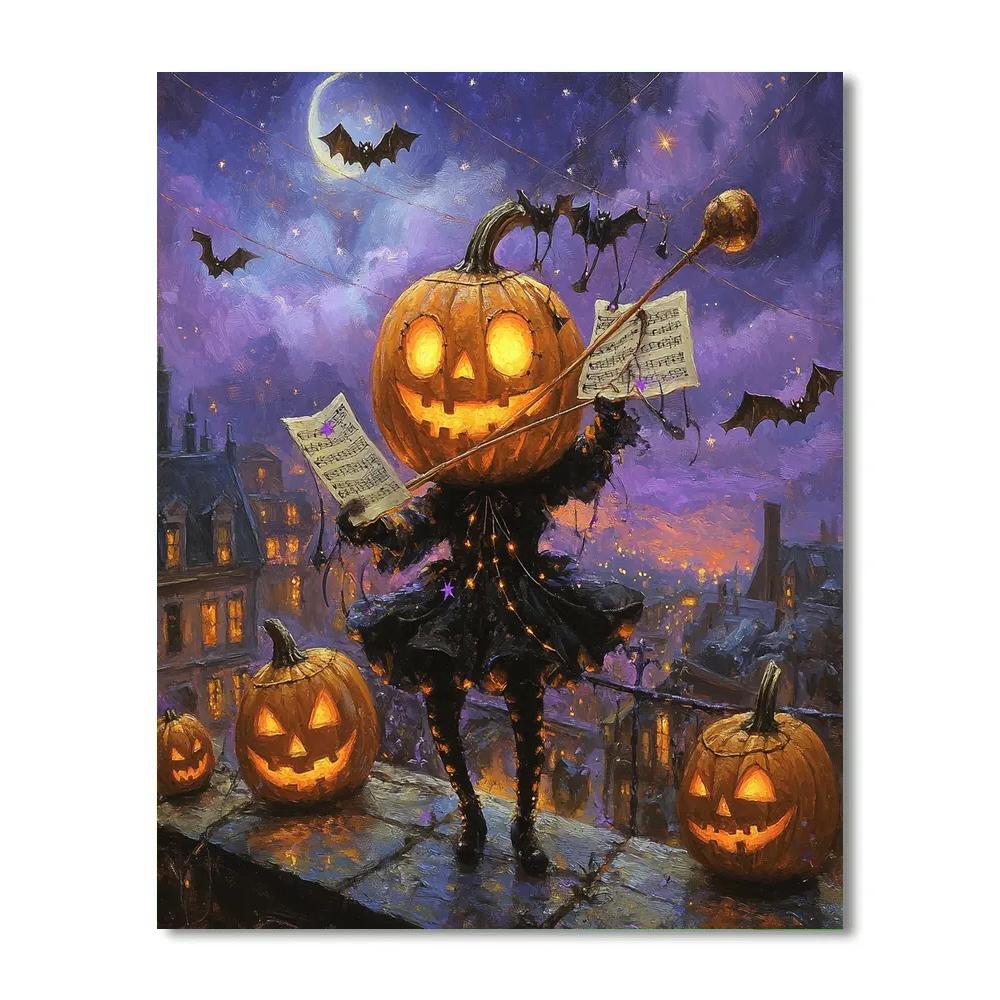 Spooky Marionette Pumpkin Conductor painting number kit