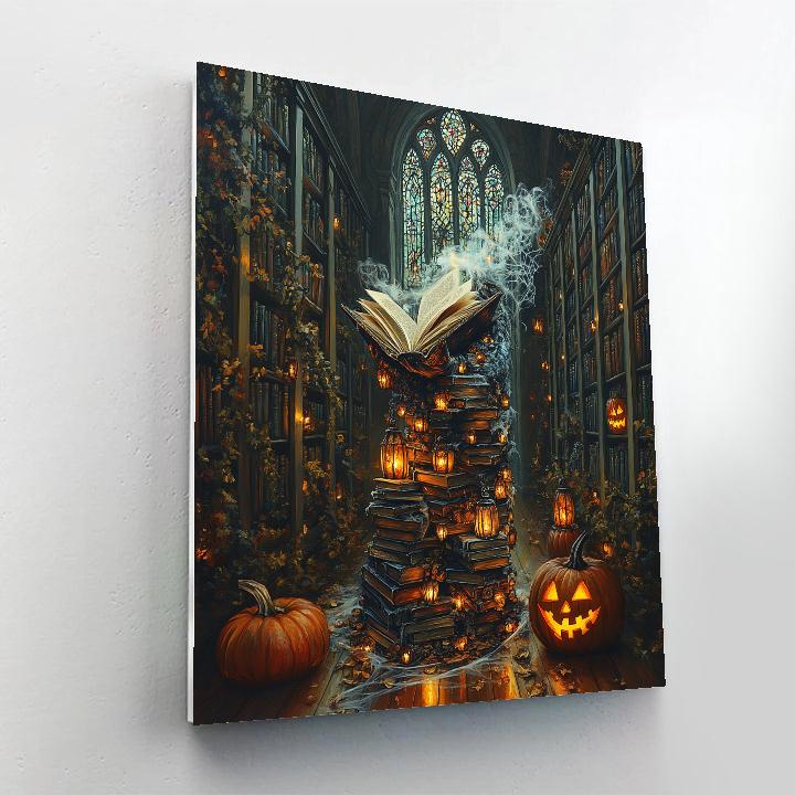Haunted Lantern Librarian At Midnight paint by number