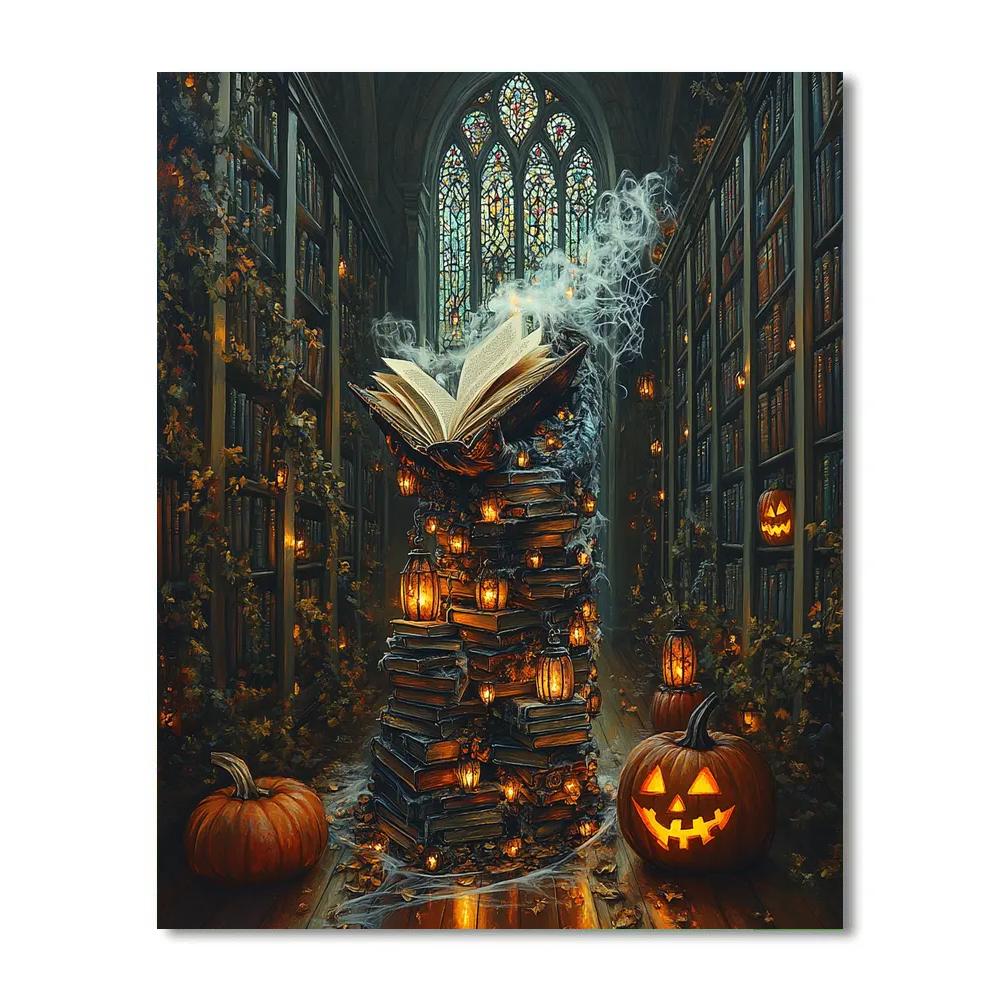 Haunted Lantern Librarian At Midnight paint by number