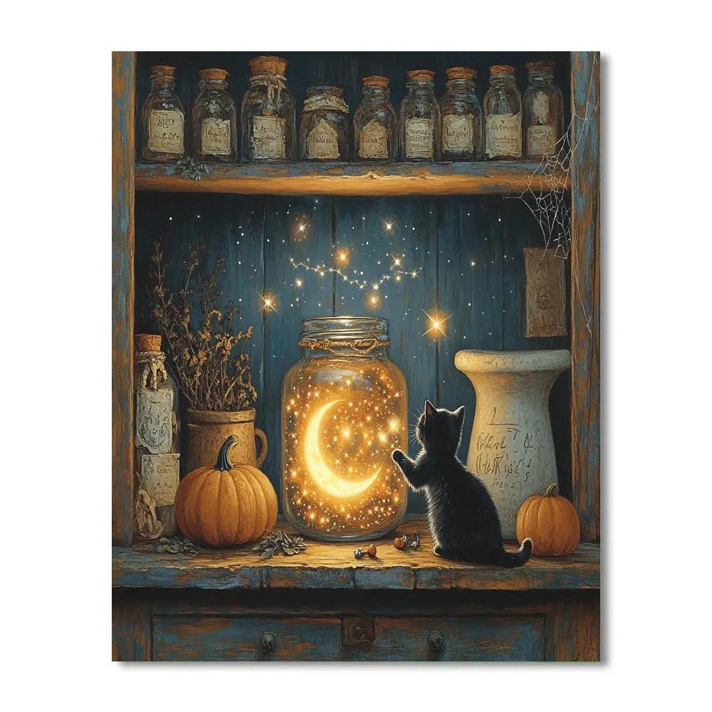 Halloween Alchemist Moon Jar Apothecary painting number kit