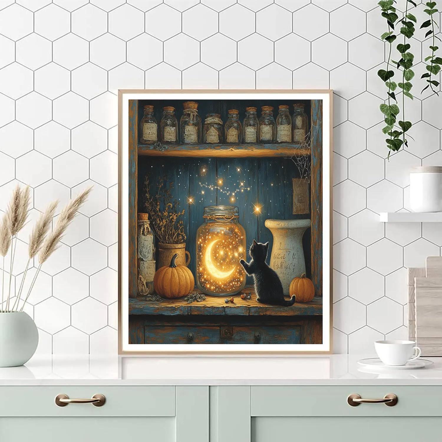 Halloween Alchemist Moon Jar Apothecary painting number kit