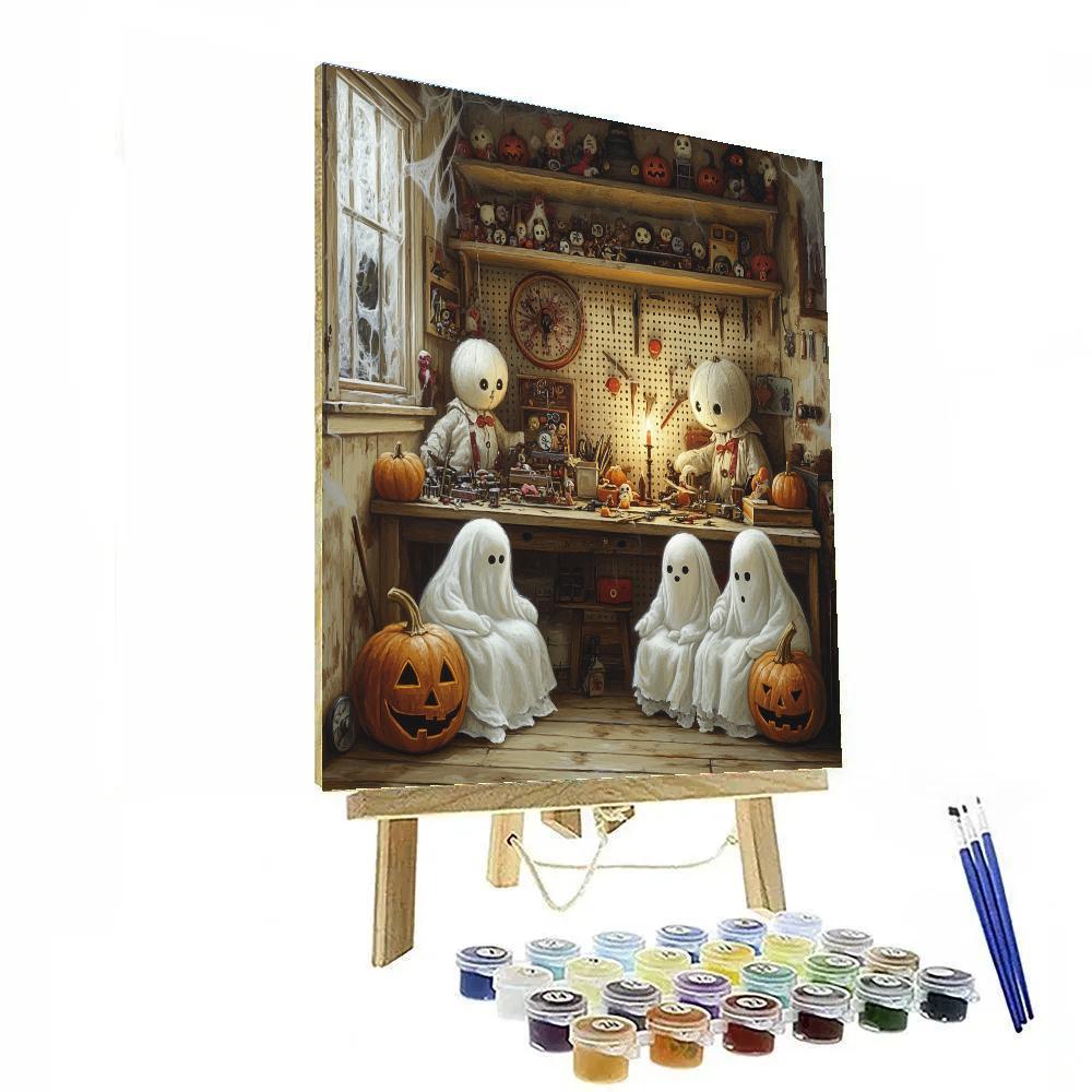 Haunted Toymaker Midnight Repair Shop paint by number