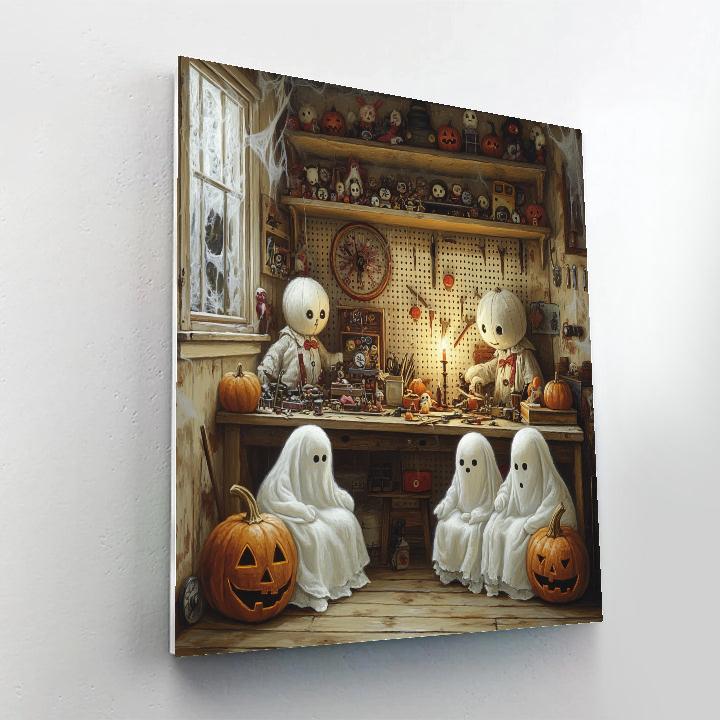 Haunted Toymaker Midnight Repair Shop paint by number