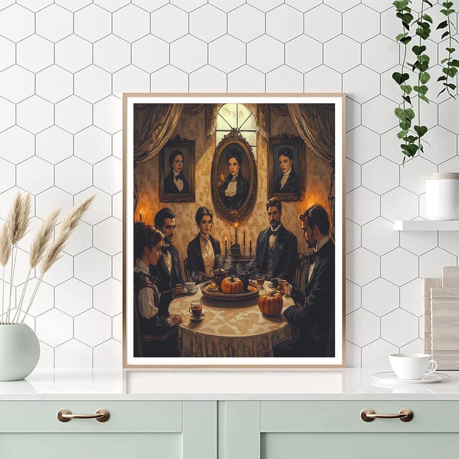 Victorian Seance With Haunted Portraits painting number kit