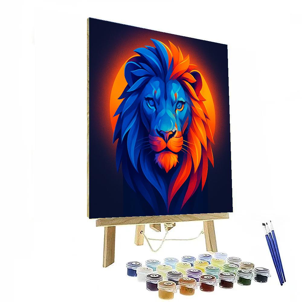 Regal Lion Of Neon Sunrise paint by number