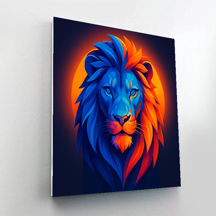 Regal Lion Of Neon Sunrise paint by number