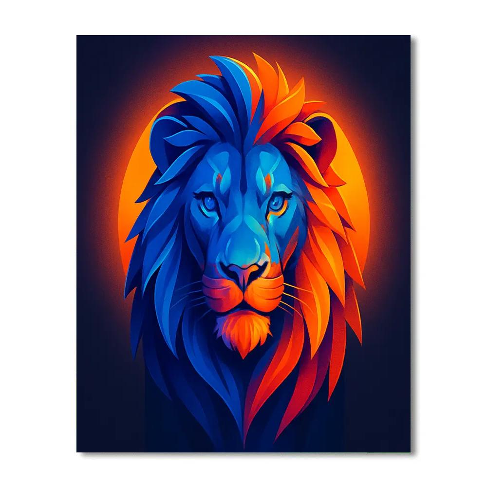 Regal Lion Of Neon Sunrise paint by number
