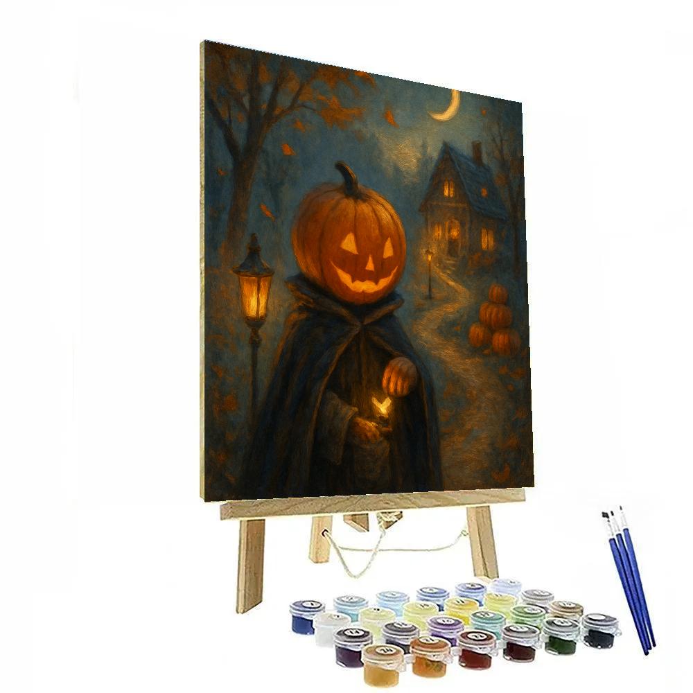 Moonlit Pumpkin Path Paint by numbers art