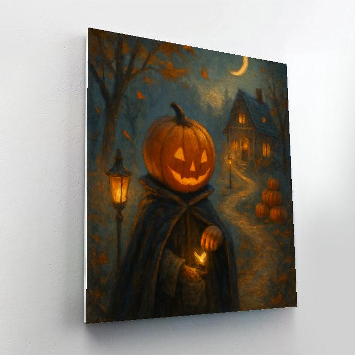 Moonlit Pumpkin Path Paint by numbers art