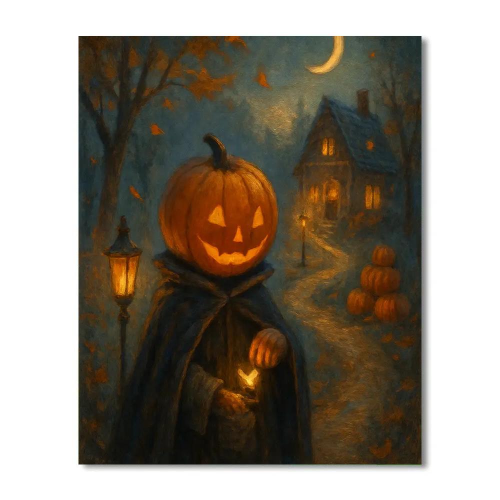Moonlit Pumpkin Path Paint by numbers art