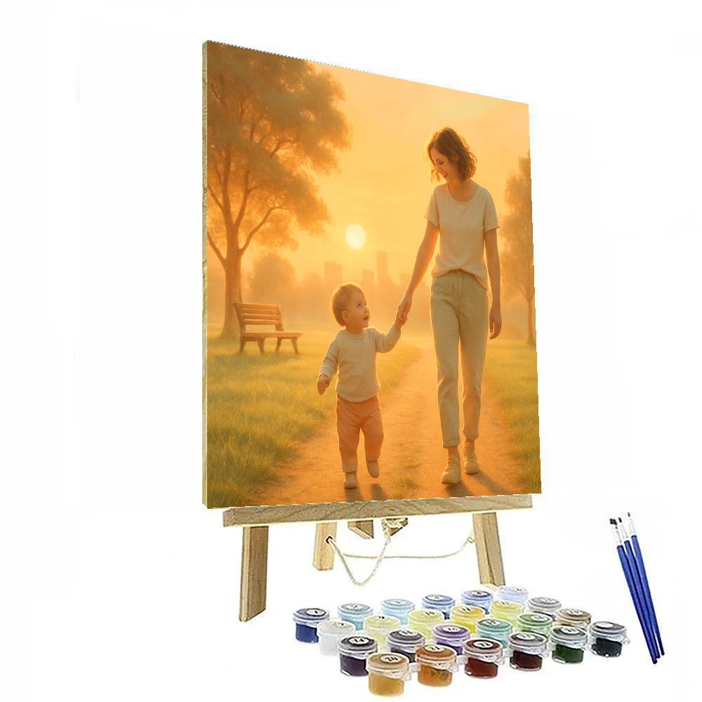 Mother And Child Sunrise Walk painting number kit