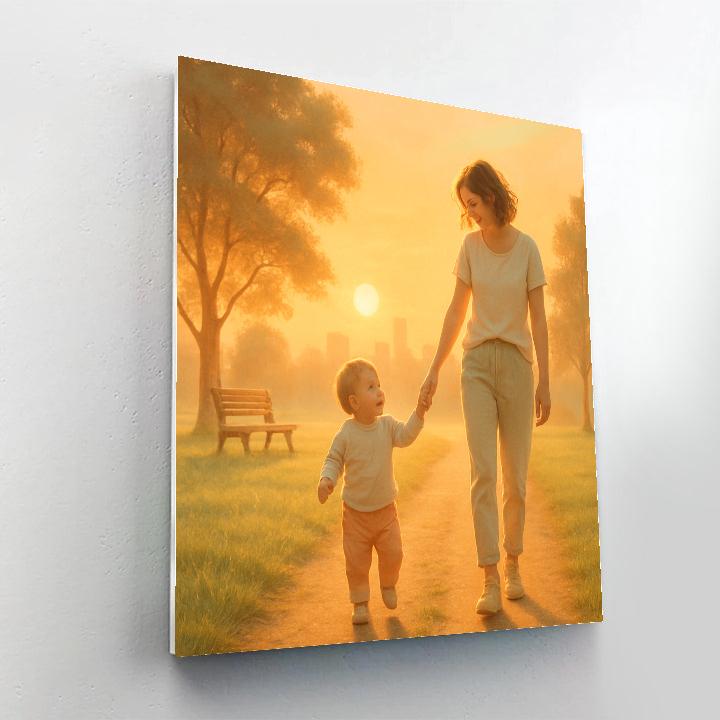 Mother And Child Sunrise Walk painting number kit