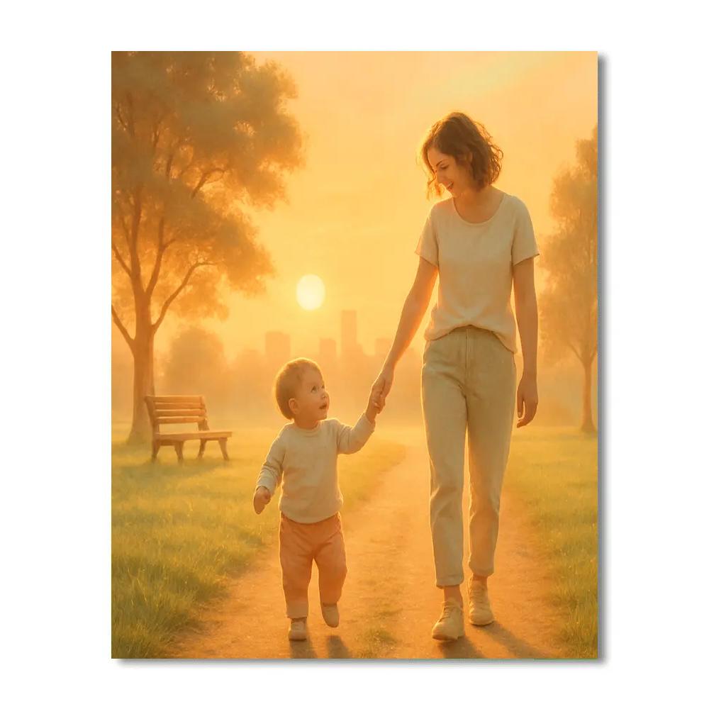 Mother And Child Sunrise Walk painting number kit