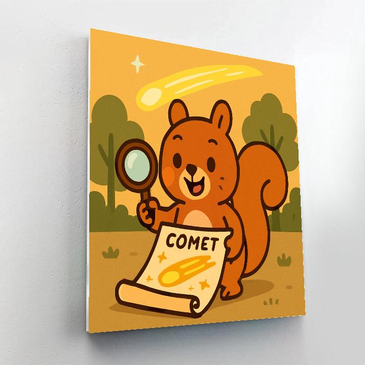 Squirrel With Comet Map painting number kit