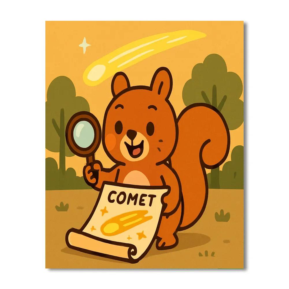 Squirrel With Comet Map painting number kit