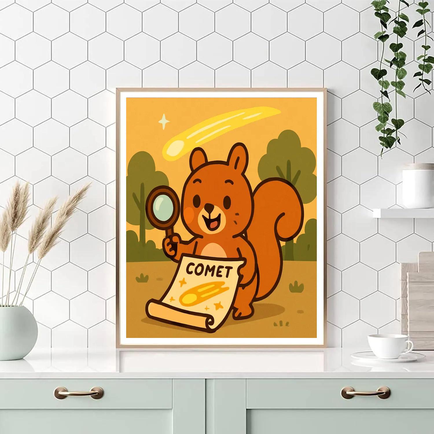 Squirrel With Comet Map painting number kit