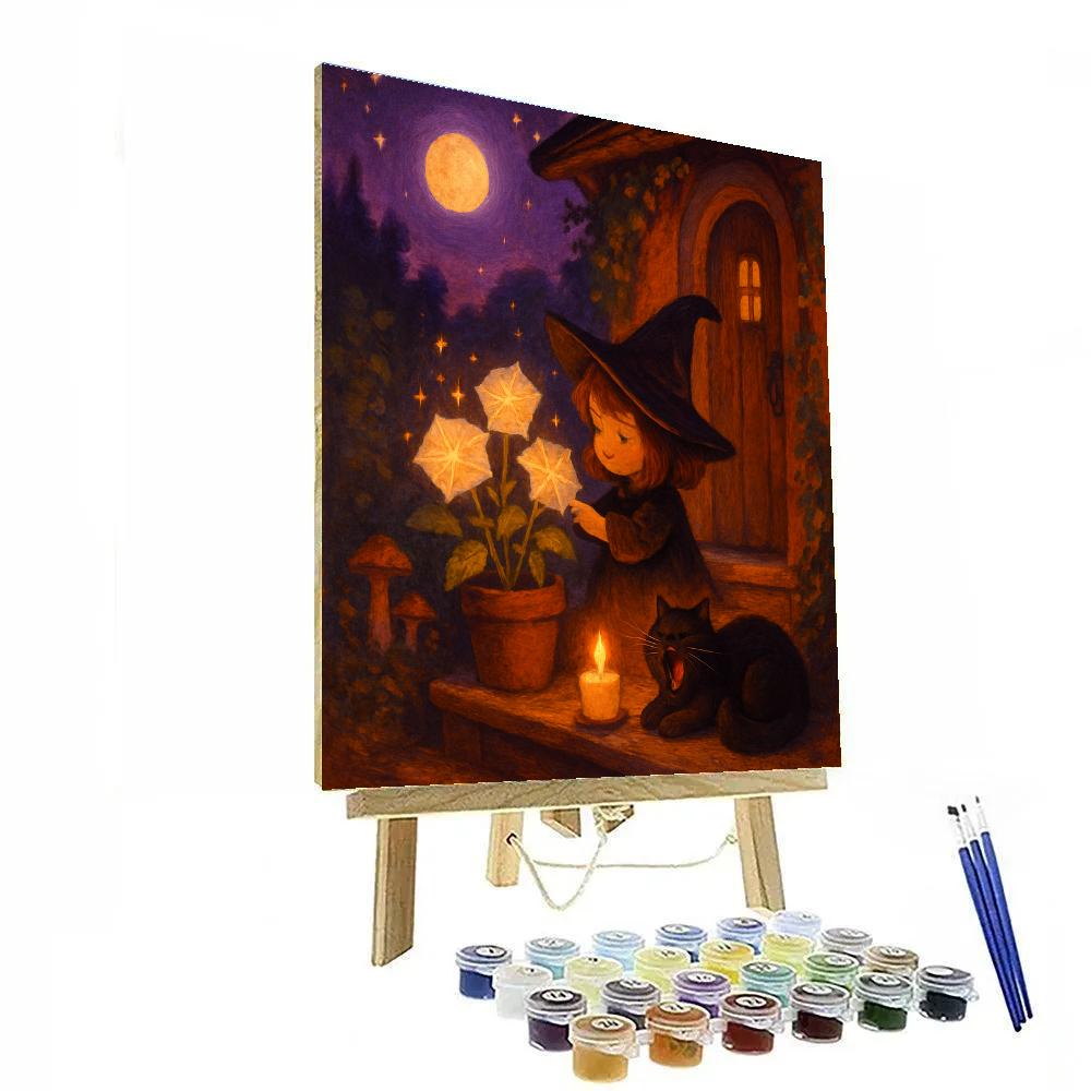Cozy Witch Cottage Evening painting number kit