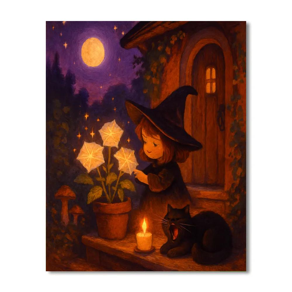 Cozy Witch Cottage Evening painting number kit