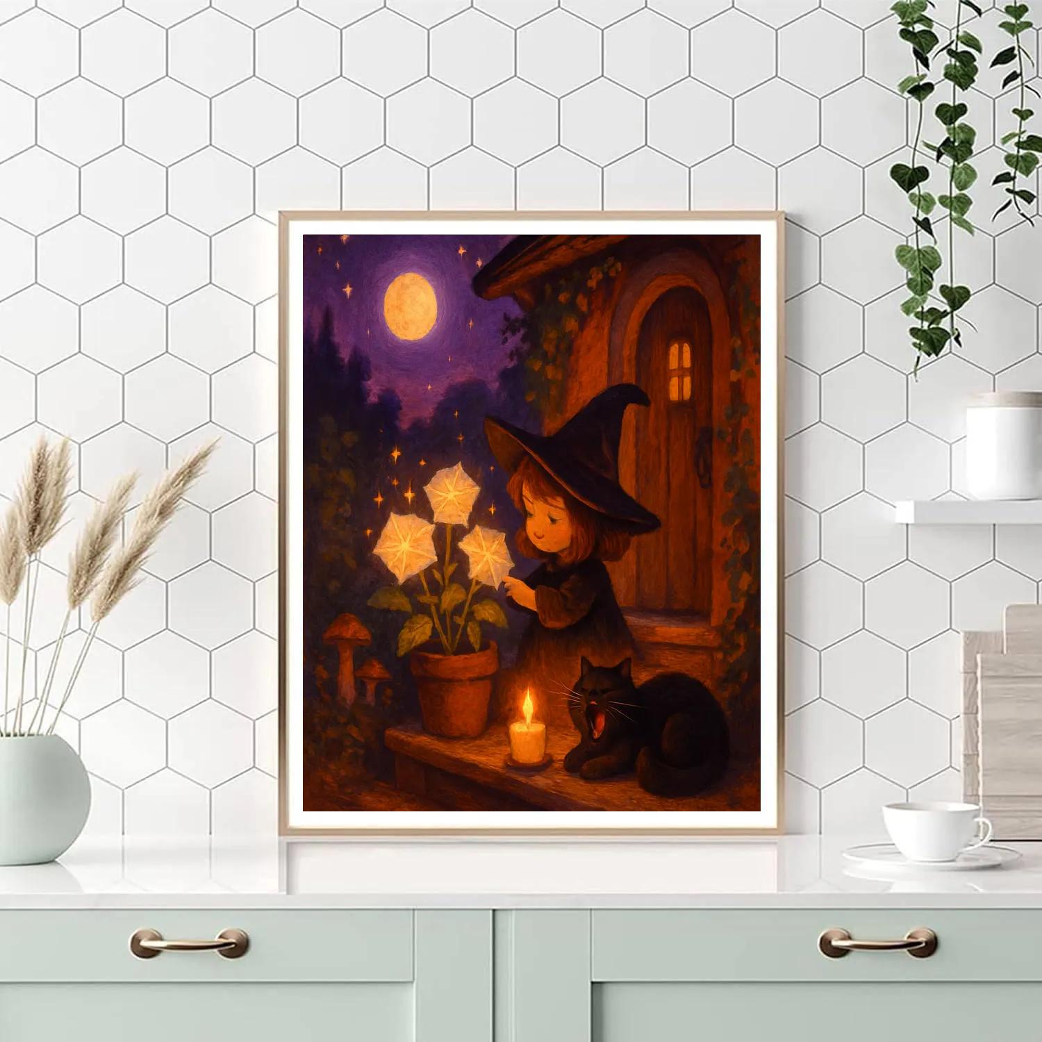 Cozy Witch Cottage Evening painting number kit
