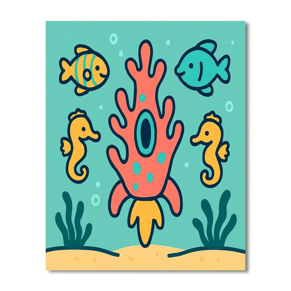 Coral Reef Rocket paint by numbers