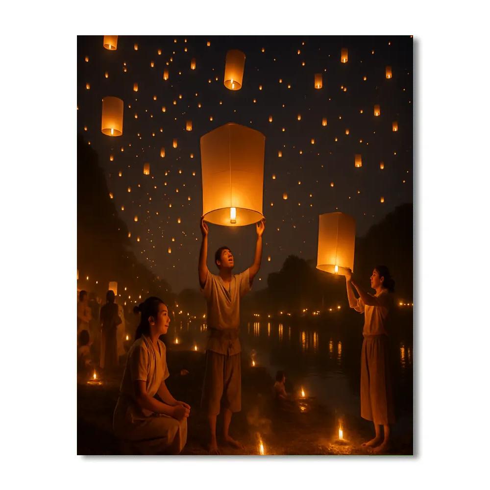 Lanterns At Yi Peng Sky Release painting number kit