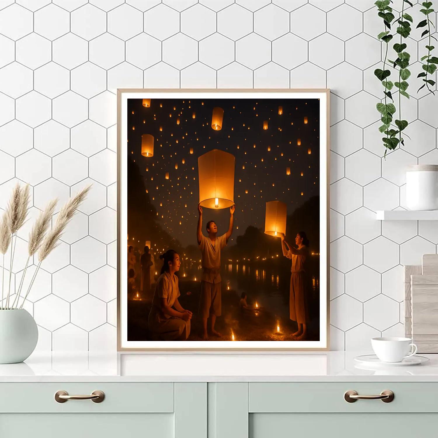 Lanterns At Yi Peng Sky Release painting number kit