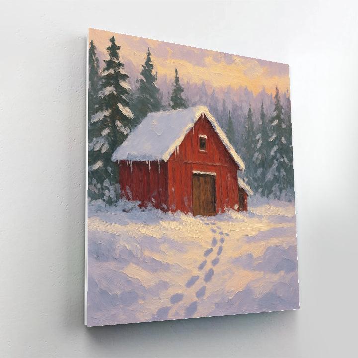 Silent Pines With Red Barn paint by color