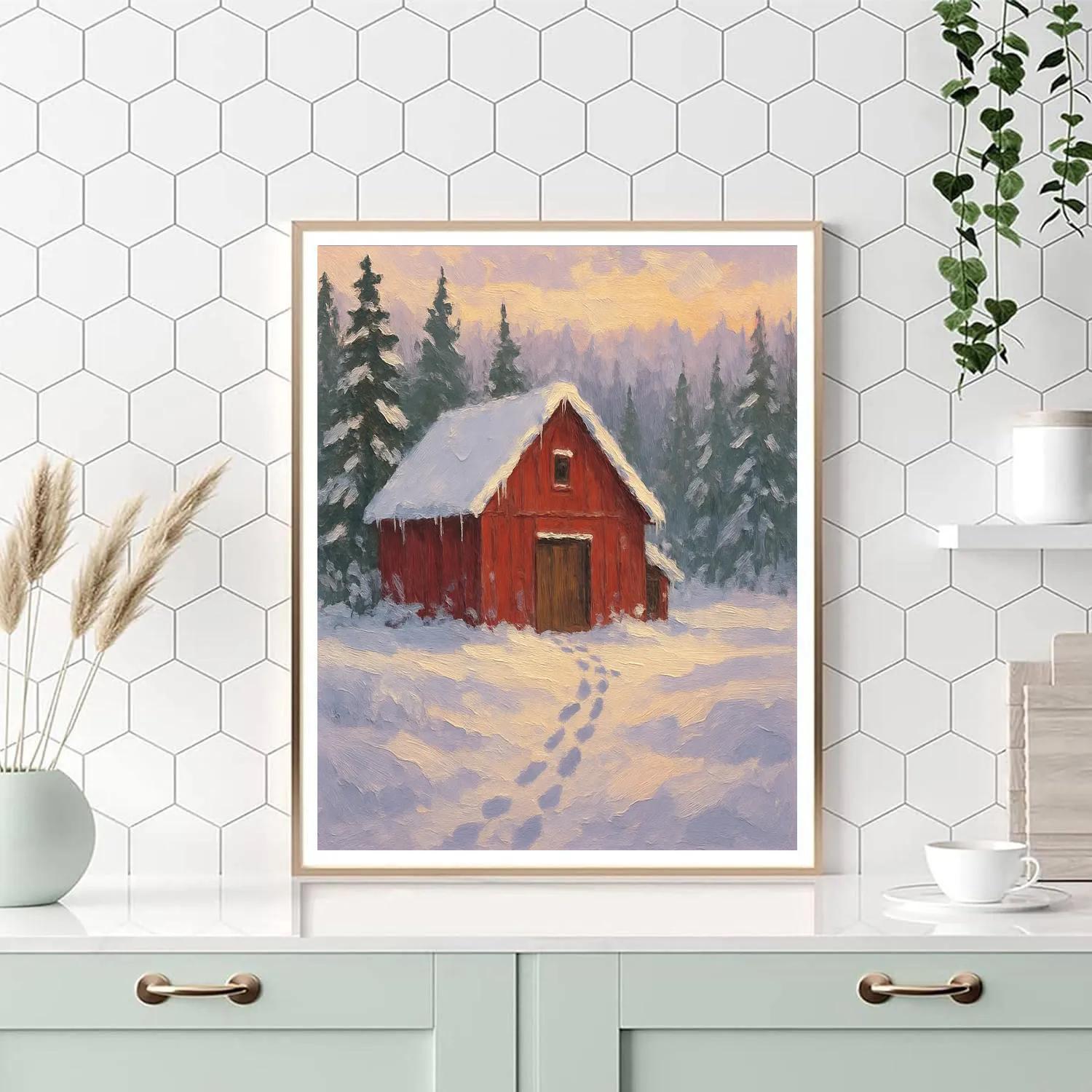 Silent Pines With Red Barn paint by color
