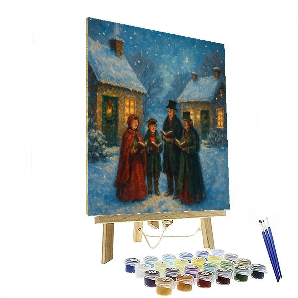 Midnight Carolers On Snowy Lane paint by number