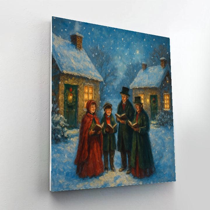 Midnight Carolers On Snowy Lane paint by number