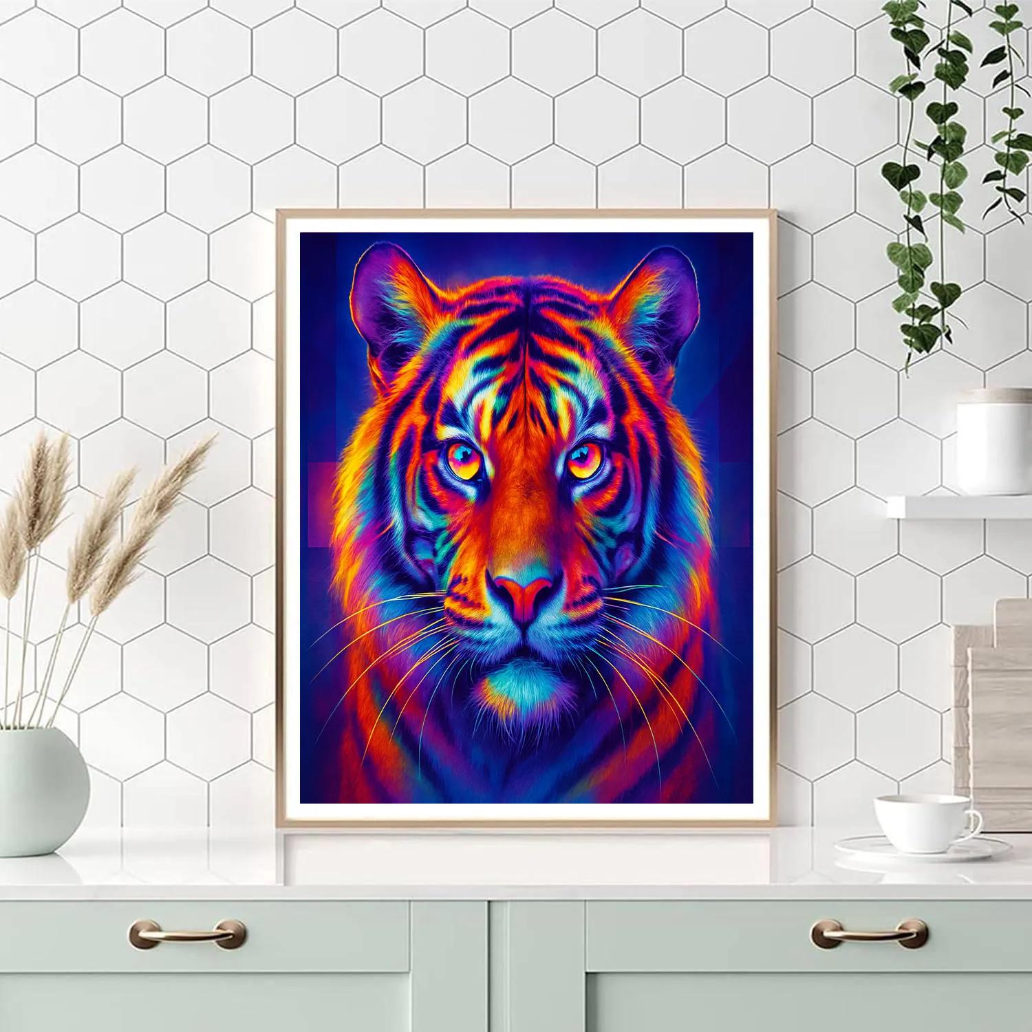 Tiger With Prism Gaze Paint by numbers art