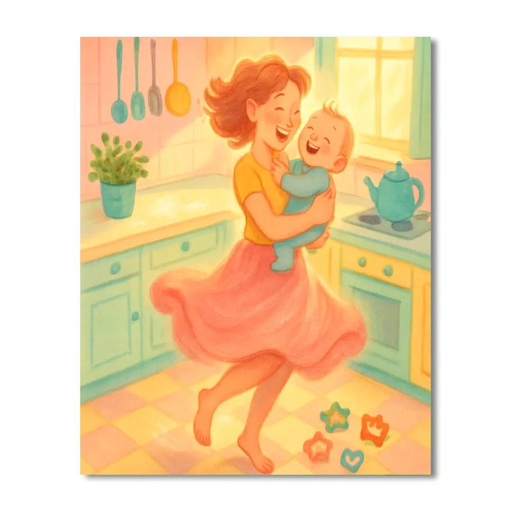 Mama And Baby Kitchen Dance paint by number