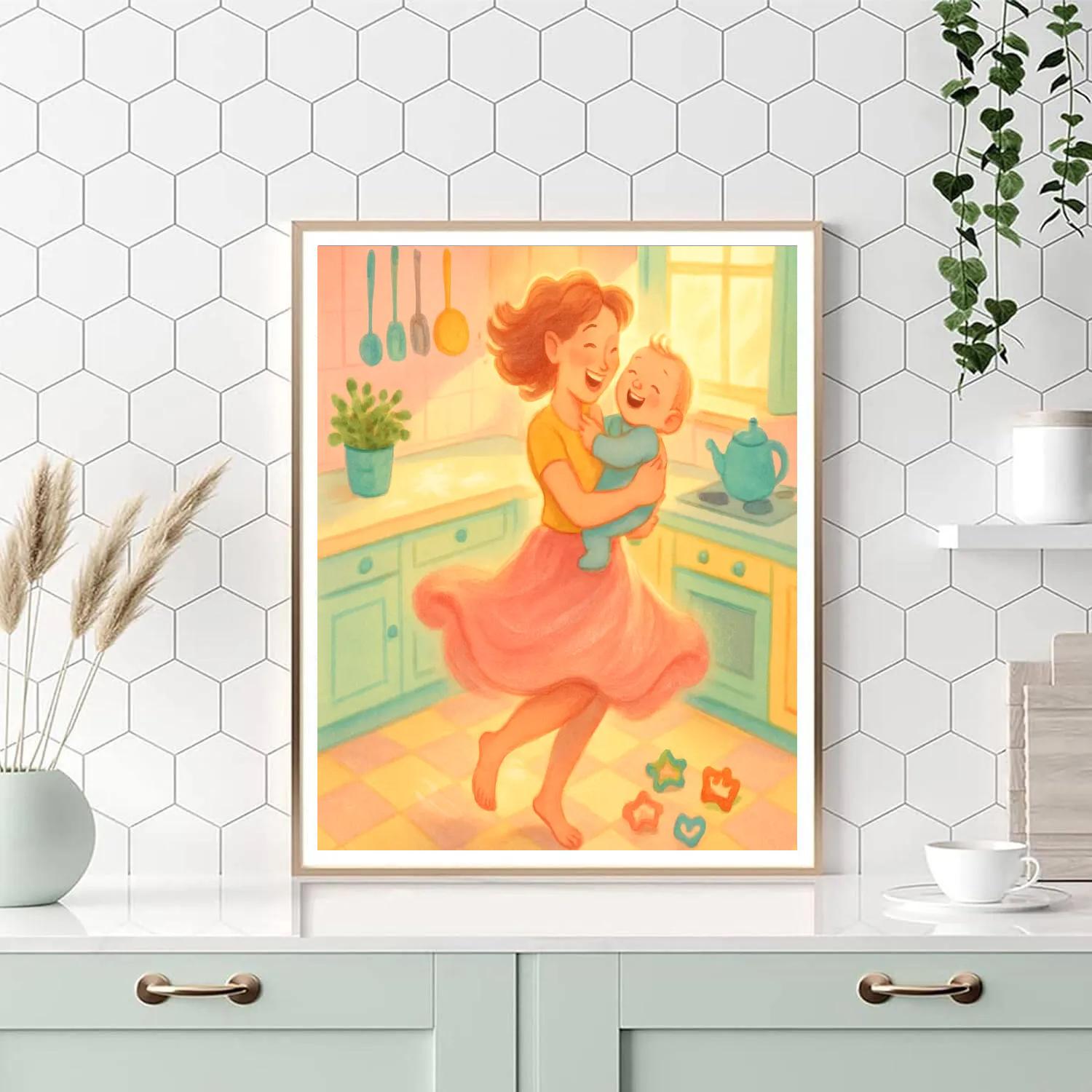 Mama And Baby Kitchen Dance paint by number
