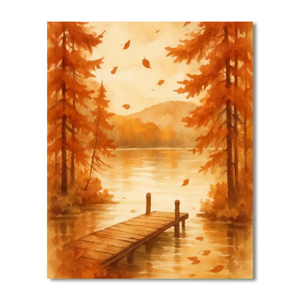 Autumn Dock And Rust Colored Pines Numbered painting kits