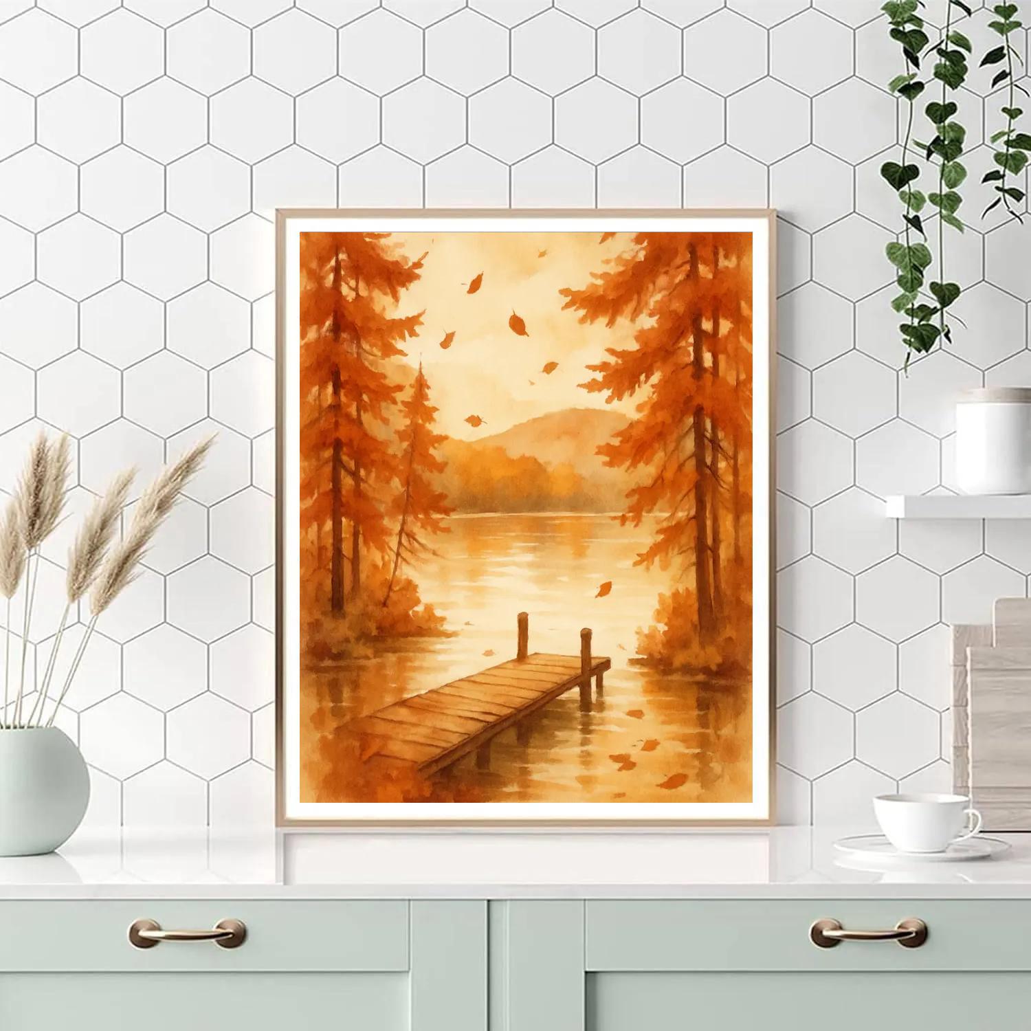 Autumn Dock And Rust Colored Pines Numbered painting kits