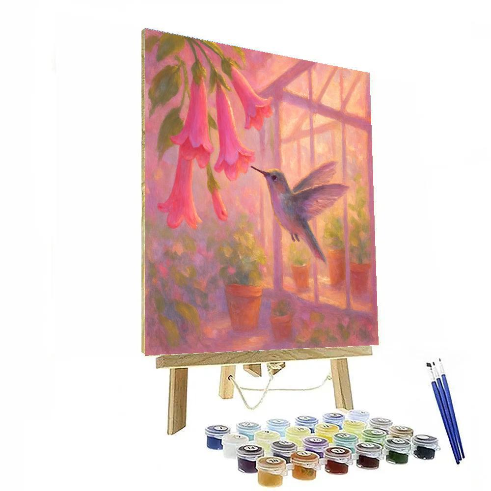 Hummingbird Cozy Tea Garden Number painting
