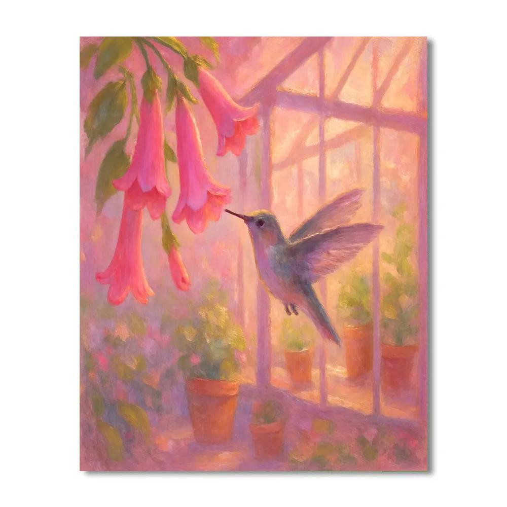 Hummingbird Cozy Tea Garden Number painting