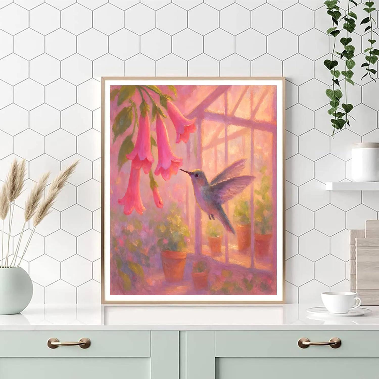 Hummingbird Cozy Tea Garden Number painting