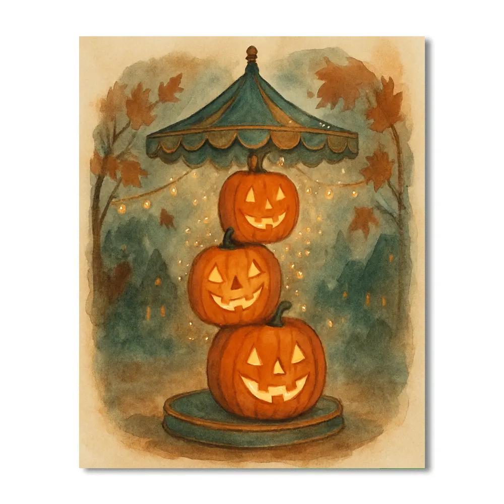 Jack O Lantern Carousel paint by number